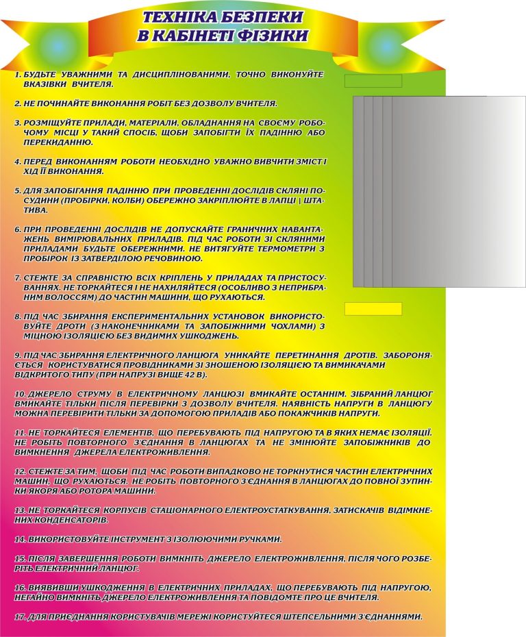 Правила безпеки для кабінету фізики: важливі поради