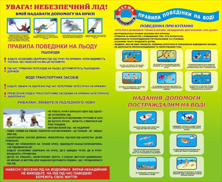 Правила безпеки на льоду та у воді для школярів