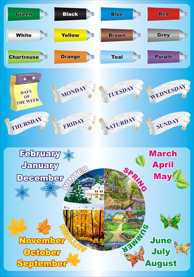 Яскраві стенди для шкільного календаря та навчання