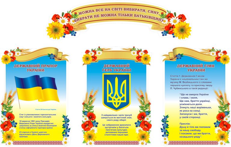 Патріотичний куточок для школи: герб, прапор, гімн