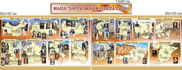 Стенд для шкільного кабінету світової літератури