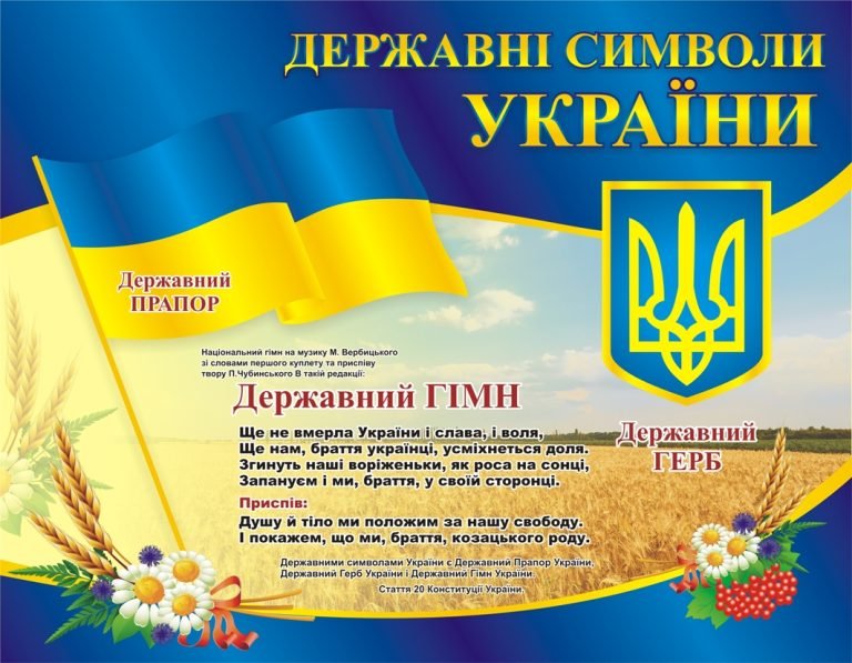 Державні символи України для шкільного кабінету