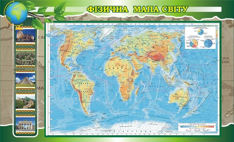 Фізична карта світу для вашого класу географії