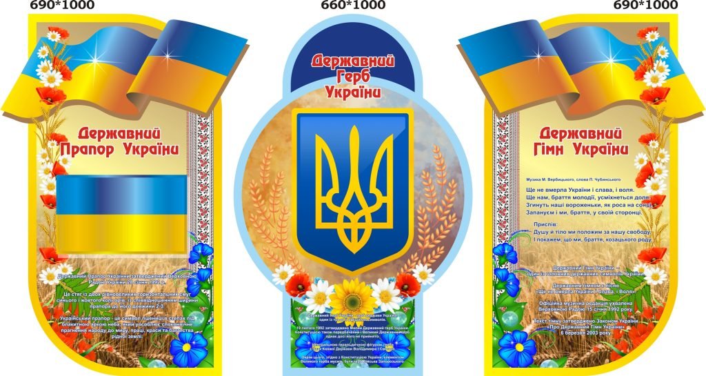 Комплект пластикових стендів «Державні символи» для оформлення кабінетів (Артикул: 3-0736)